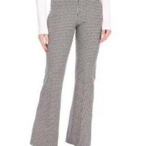 Karen Kane High-Waist Houndstooth Flare Pants - Black & White